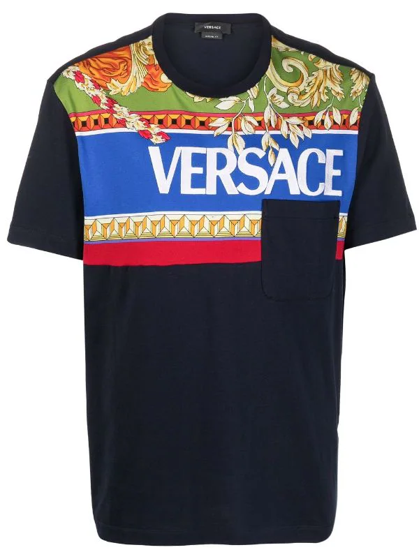 Versace 1U610 NAVY T-shirt à Imprimé Medusa Renaissance Femme 1 Versace 1U610 NAVY T-shirt à Imprimé Medusa Renaissance Femme