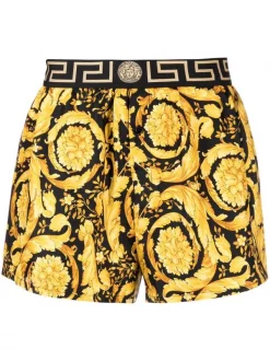 Versace Boxer à Bande Logo à Motif Baroque Homme