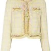 ( Nouvelle Collection ) Versace 6Y060 PINEAPPLE+MULTICOLOR Veste En Tweed à Motif Pied-de-poule Femme