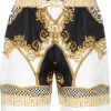 ( Nouvelle Collection ) Versace Short En Soie à Imprimé Barocco 5W170 BIANCO+ORO+NERO