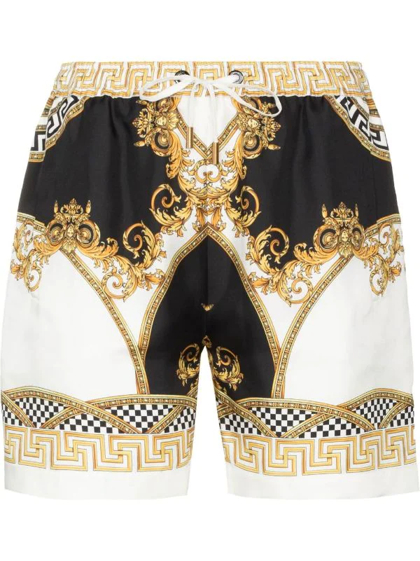( Nouvelle Collection ) Versace Short En Soie à Imprimé Barocco 5W170 BIANCO+ORO+NERO 1 ( Nouvelle Collection ) Versace Short En Soie à Imprimé Barocco 5W170 BIANCO+ORO+NERO