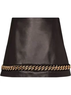 ( Nouvelle Collection ) Versace Minijupe En Peau D'agneau à Détail De Chaîne Femme