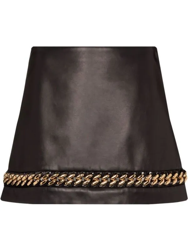 ( Nouvelle Collection ) Versace Minijupe En Peau D'agneau à Détail De Chaîne Femme 1 ( Nouvelle Collection ) Versace Minijupe En Peau D'agneau à Détail De Chaîne Femme