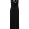 ( Nouvelle Collection ) Versace Robe Mi-longue à Détail De Chaîne 1B000 NERO