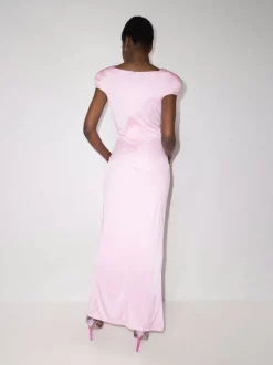 ( Access Edit ) Versace Robe Drapée à Détails Safety Pin 1P590 LIGHT PINK -Pas Cher Versace Boutique 17197076 38822946 600