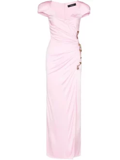 ( Access Edit ) Versace Robe Drapée à Détails Safety Pin 1P590 LIGHT PINK