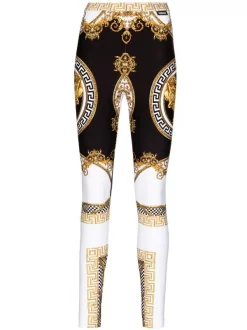 ( Access Edit ) Versace Legging La Coupe Des Dieux 5W170 BIANCO+ORO+NERO