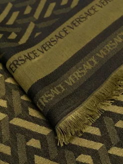 Versace 2B480 BLACK+KHAKI écharpe à Motif En Jacquard Homme -Pas Cher Versace Boutique 17204296 35256764 600