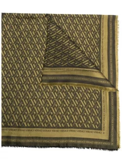 Versace 2B480 BLACK+KHAKI écharpe à Motif En Jacquard Homme