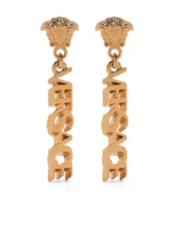 Versace 3J000 GOLD Boucles D'oreilles Pendantes à Logo Femme