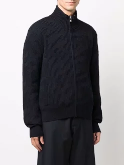 Versace Cardigan En Maille Nervurée 1U610 NAVY -Pas Cher Versace Boutique 17243170 35389059 600