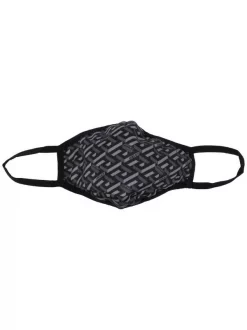 Versace 5B050 Black+Grey Masque à Imprimé Monogrammé Homme