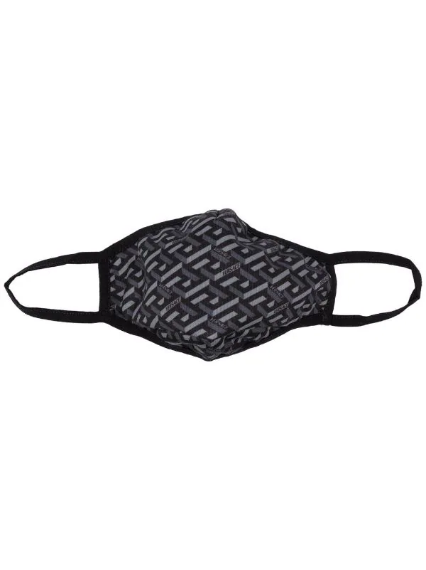 Versace 5B050 Black+Grey Masque à Imprimé Monogrammé Homme 1 Versace 5B050 Black+Grey Masque à Imprimé Monogrammé Homme