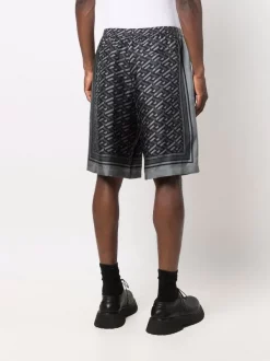 Versace 5B050 Black+Grey Short En Soie à Imprimé Greca Homme -Pas Cher Versace Boutique 17251587 35251468 600