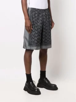 Versace 5B050 Black+Grey Short En Soie à Imprimé Greca Homme -Pas Cher Versace Boutique 17251587 35251474 600