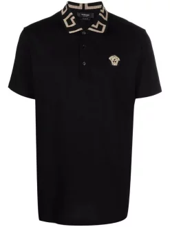 ( Access Edit ) Versace A1008 BLACK Polo à Col Greca Homme
