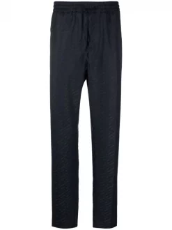 Versace 1U610 NAVY Pantalon à Imprimé Greca Homme