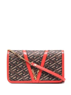 ( Access Edit ) Versace 5B35V Black+caramel+azalia+versacegold Sac Porté épaule à Imprimé La Greca Femme