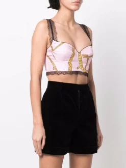 ( Nouvelle Collection ) Versace Haut Crop à Imprimé Graphique 5P220 CANDY + GOLD -Pas Cher Versace Boutique 17321811 37169704 600