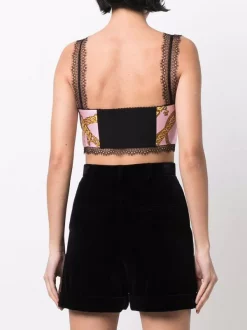 ( Nouvelle Collection ) Versace Haut Crop à Imprimé Graphique 5P220 CANDY + GOLD -Pas Cher Versace Boutique 17321811 37170435 600