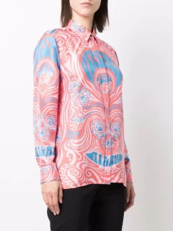 ( Nouvelle Collection ) Versace 5P230 CANDY + CORAL Chemise Medusa Music En Soie Femme -Pas Cher Versace Boutique 17321814 37714670 600