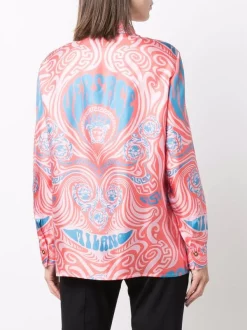 ( Nouvelle Collection ) Versace 5P230 CANDY + CORAL Chemise Medusa Music En Soie Femme -Pas Cher Versace Boutique 17321814 37714677 600