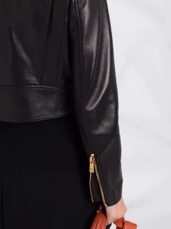 Versace 1B000 BLACK Veste De Moto Crop à Doublure Logo Femme -Pas Cher Versace Boutique 17321819 36920861 600