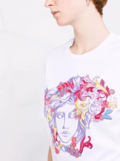 ( Nouvelle Collection ) Versace 1W000 OPTICAL WHITE T-shirt Medusa à Ornements Strassés Femme -Pas Cher Versace Boutique 17321820 36741873 600