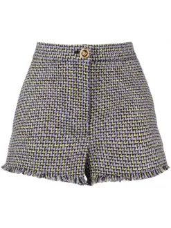 ( Nouvelle Collection ) Versace Short En Tweed à Bords Francs Femme