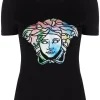 ( Nouvelle Collection ) Versace T-shirt Medusa Head à Ornements En Cristal Femme