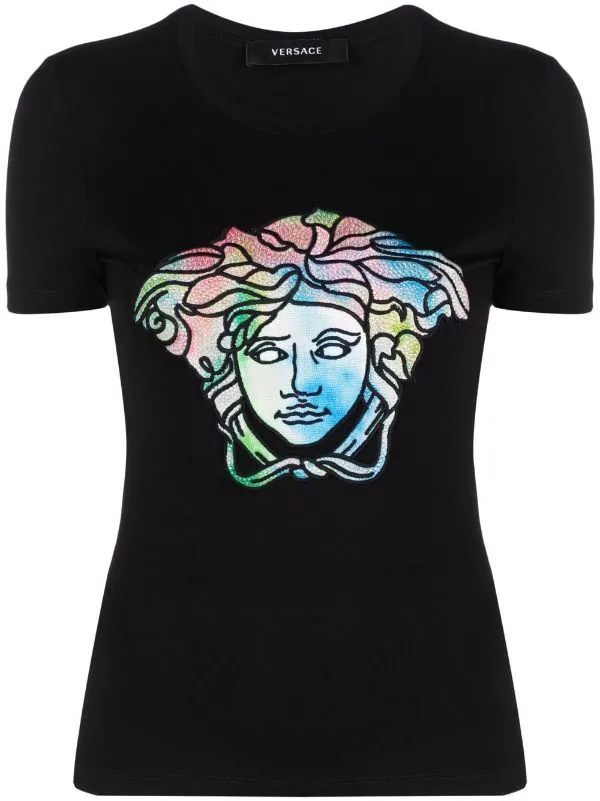 ( Nouvelle Collection ) Versace T-shirt Medusa Head à Ornements En Cristal Femme 1 ( Nouvelle Collection ) Versace T-shirt Medusa Head à Ornements En Cristal Femme
