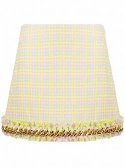 ( Nouvelle Collection ) Versace 6Y060 YELLOW + MULTICOLOR Jupe Frangée à Détail De Chaîne Femme