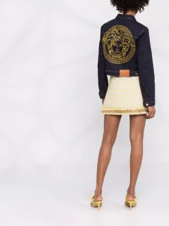 ( Nouvelle Collection ) Versace 6Y060 YELLOW + MULTICOLOR Jupe Frangée à Détail De Chaîne Femme -Pas Cher Versace Boutique 17321829 37725214 600
