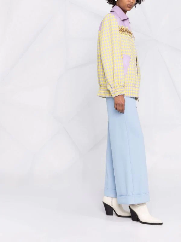 ( Nouvelle Collection ) Versace Veste Frangée à Motif Pied-de-poule 2L330 ORCHID PINEAPLE 6 ( Nouvelle Collection ) Versace Veste Frangée à Motif Pied-de-poule 2L330 ORCHID PINEAPLE – Image 6