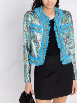 ( Nouvelle Collection ) Versace Veste Tissée En Brocart 6V190 LIGHTBLUE + MULTICOLOR -Pas Cher Versace Boutique 17321837 37745043 600