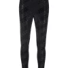 ( Nouvelle Collection ) Versace 1B000 BLACK Legging La Greca à Ornements En Cristal Femme