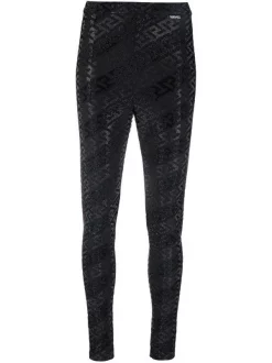 ( Nouvelle Collection ) Versace 1B000 BLACK Legging La Greca à Ornements En Cristal Femme