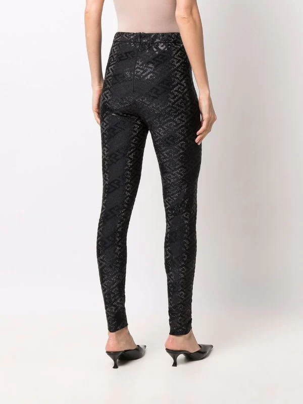 ( Nouvelle Collection ) Versace 1B000 BLACK Legging La Greca à Ornements En Cristal Femme 4 ( Nouvelle Collection ) Versace 1B000 BLACK Legging La Greca à Ornements En Cristal Femme – Image 4