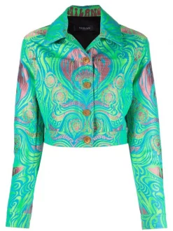 ( Nouvelle Collection ) Versace 6X090 MULTICOLOR Veste Medusa Music Crop Femme