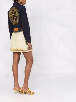 ( Nouvelle Collection ) Versace Veste En Jean Crop à Imprimé Medusa 1D100 Dark Blue -Pas Cher Versace Boutique 17321845 37739646 600