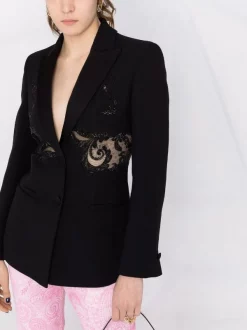 ( Nouvelle Collection ) Versace Blazer à Détails De Dentelle Ornée De Cristal Femme -Pas Cher Versace Boutique 17321846 38684487 600