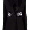 ( Nouvelle Collection ) Versace Blazer à Détails De Dentelle Ornée De Cristal Femme