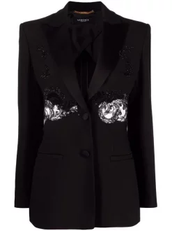 ( Nouvelle Collection ) Versace Blazer à Détails De Dentelle Ornée De Cristal Femme
