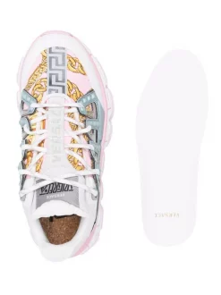 ( Nouvelle Collection ) Versace 6W490 BIANCO+CANDY+GRIGIO CHIARO Baskets Trigreca Femme -Pas Cher Versace Boutique 17321850 36705707 600