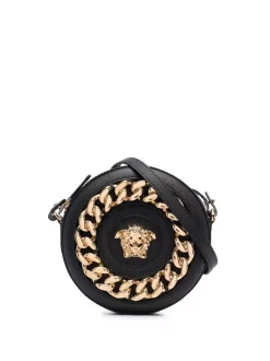 ( Nouvelle Collection ) Versace Sac Rond La Medusa En Cuir 1B00V BLACK + VERSACE GOLD