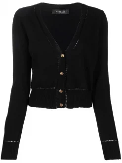 ( Nouvelle Collection ) Versace 1B000 BLACK Cardigan à Col V Femme