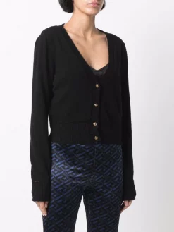 ( Nouvelle Collection ) Versace 1B000 BLACK Cardigan à Col V Femme -Pas Cher Versace Boutique 17322793 36389301 600