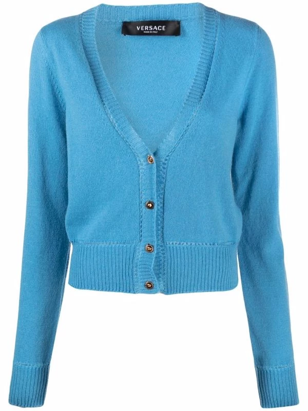 ( Nouvelle Collection ) Versace 1V440 SKY Cardigan Boutonné à Col V Femme 1 ( Nouvelle Collection ) Versace 1V440 SKY Cardigan Boutonné à Col V Femme