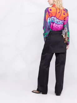 ( Nouvelle Collection ) Versace 5R010 ORANGE MULTICOLOR Chemise Medusa En Soie à Logo Imprimé Femme -Pas Cher Versace Boutique 17322796 36430348 600