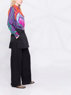 ( Nouvelle Collection ) Versace 5R010 ORANGE MULTICOLOR Chemise Medusa En Soie à Logo Imprimé Femme -Pas Cher Versace Boutique 17322796 36431010 600